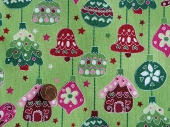 Tissu patchwork Noel vert, rouge et rose