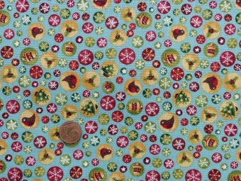 Tissu patchwork Noel bleu, rouge, jaune et vert Tissu patchwork Noel bleu, rouge, jaune et vert