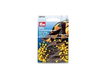 Epingle tête de verre couleur jaune 20g