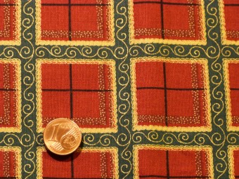 Tissu patchwork Noel bordeaux, vert et or Tissu patchwork Noel bordeaux, vert et or