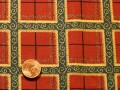 Tissu patchwork Noel bordeaux, vert et or