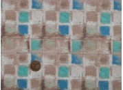 Tissu patchwork beige, bleu et vert