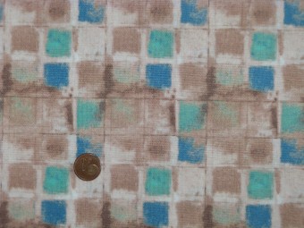 Tissu patchwork beige, bleu et vert