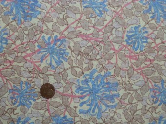 Tissu patchwork écru, beige, bleu et rose