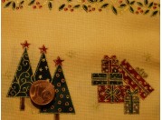 Tissu patchwork Noel beige, rouge, vert et or