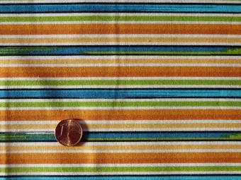 Tissu patchwork orange, bleu, vert et jaune