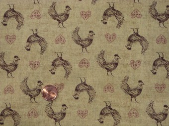 Tissu patchwork beige, marron et rouge