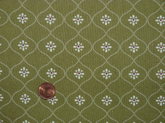 Tissu patchwork vert, beige et rouge