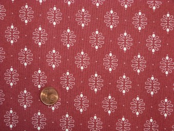 Tissu patchwork rouge et beige