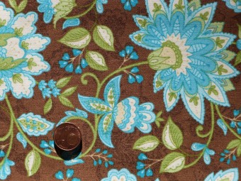 Tissu patchwork marron, bleu et vert Tissu patchwork marron, bleu et vert