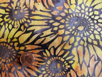 Tissu patchwork Batik marron et jaune