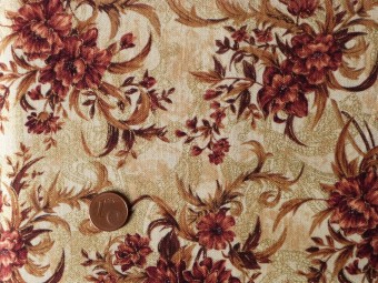 Tissu patchwork beige, marron et or