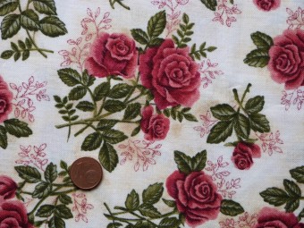 Tissu patchwork beige, vert et rose