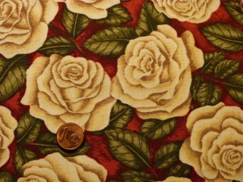 Tissu patchwork beige, rouge et vert Tissu patchwork beige, rouge et vert