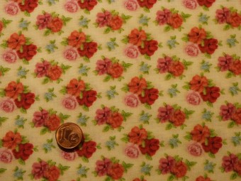 Tissu patchwork beige, vert, rose et bleu