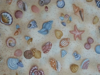 Tissu patchwork imprimé Plage et coquillages Tissu patchwork imprimé Plage et coquillages