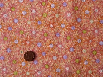 Tissu patchwork orange, rose, violet et vert