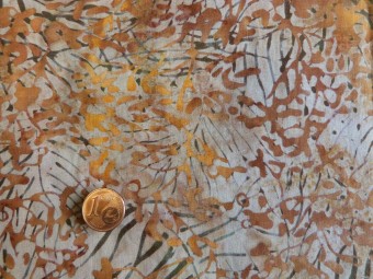 Tissu patchwork Batik beige, marron et orange Tissu patchwork Batik beige, marron et orange