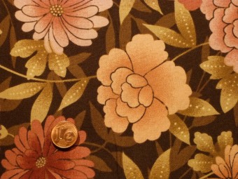 Tissu patchwork marron et rose